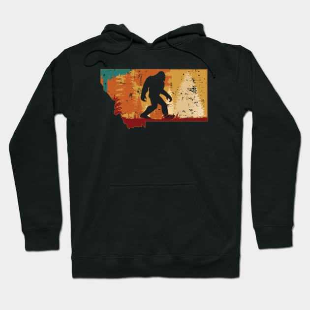 Bigfoot Retro Vintage Sasquatch Montana Hoodie by ryanjaycruz